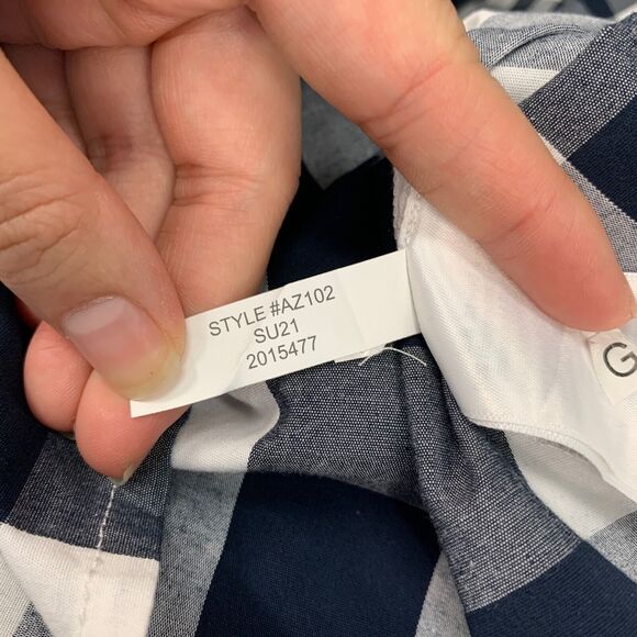 J Crew Top Womens 2 Navy Gingham Plaid Cotton Stretch Poplin Ruffle One Shoulder - Picture 8 of 12